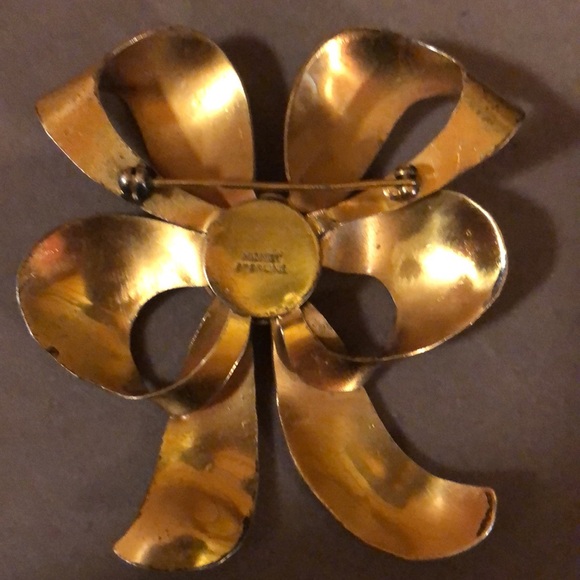 Monet Vintage Sterling Vermeil Bow Brooch - Picture 6 of 8